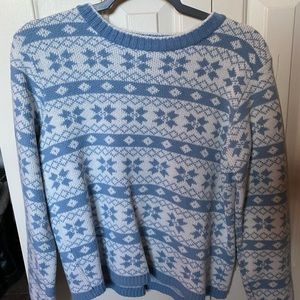 Blue and white sweater